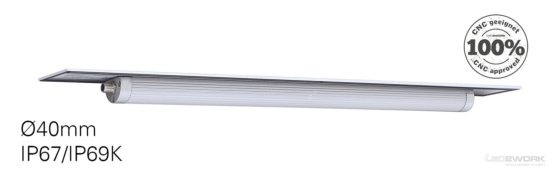 LED2WORK machine light TUBELED_40 II Integrated with high protection class IP67/IP69K