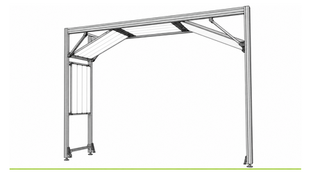 Lichttunnel aus modularer Aluminium-Profilkonstruktion, Konstruktionszeichnung