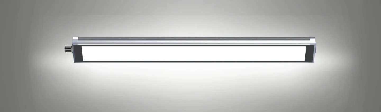TUBELED_40 II machine light with a robust aluminum housing and a uniform light-emitting surface, ideal for industrial applications.