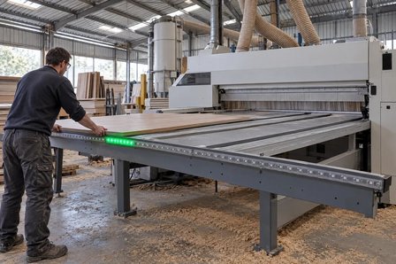 Lavorazione del legno: Posizionamento sul banco macchina