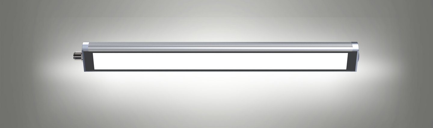 TUBELED_40 II machine light with a robust aluminum housing and a uniform light-emitting surface, ideal for industrial applications.