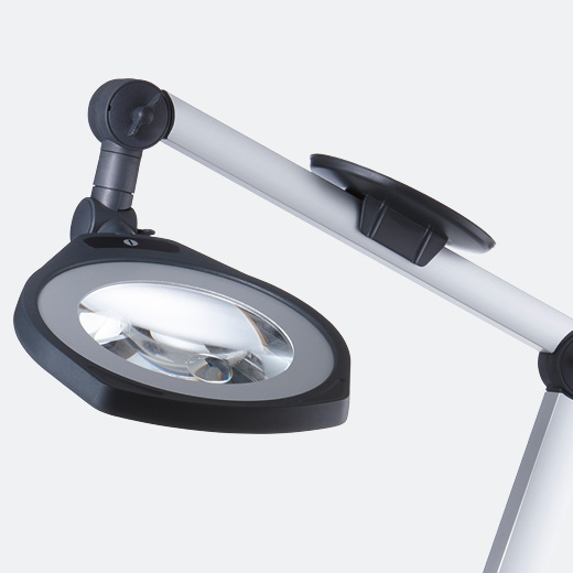 Illustration of the LED articulated arm luminaire LENSLED II with lens cover by LED2WORK